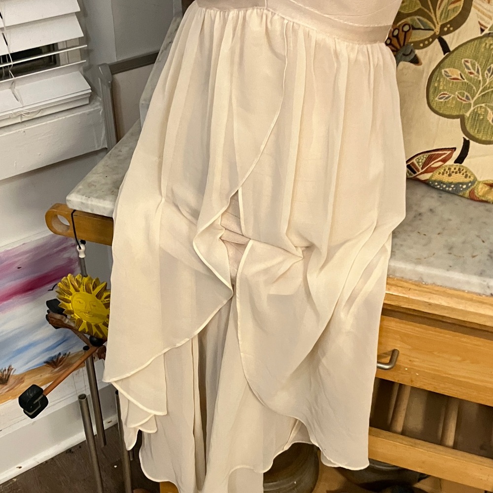 bebe Cream High Low Dress Sexy Fabulous Style Never Worn!!❤️ S Prom Formals - Picture 6 of 15